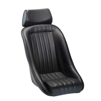 Cobra Stock Classic Bucket Seat with Headrest - Black Vinyl with Piping