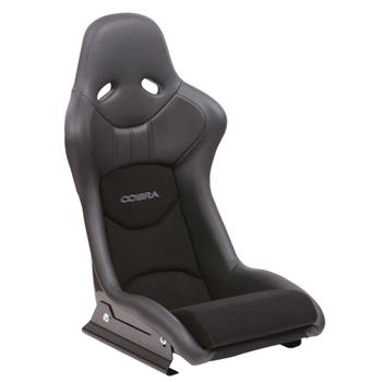 Cobra Stock Nogaro Circuit Sport Seat (with Harness Slots) - Black Amalfi with Dinamica Centres