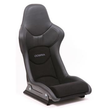 Cobra Stock Nogaro Street Sport Seat (without Harness Slots) - Black Amalfi with Dinamica Centres