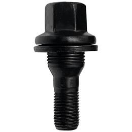 Forged Replacement Wheel Bolt Set - 36mm M12x1.25, Flat seat, black, 17mm hex, washer