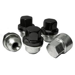 Forged Locking Wheel Nuts (x4) - M16x1.5, Flat seat, black, 27mm hex, 50mm long