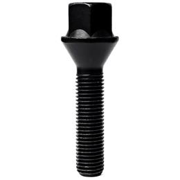 Forged Replacement Wheel Bolt Set - 45mm M12x1.5, 60° seat, black, 17mm hex