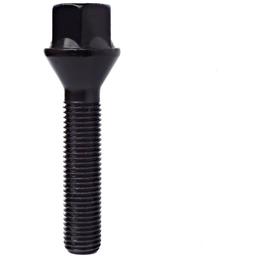 Forged Replacement Wheel Bolt Set - 50mm M12x1.5, 60° seat, black, 17mm hex