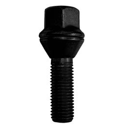 Forged Replacement Wheel Bolt Set - 28mm M14x1.25, 60° seat, black, 17mm hex, washer