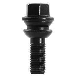 Forged Replacement Wheel Bolt Set - 28mm M14x1.5, R14 seat, black, 19mm hex, washer