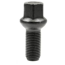 Forged Replacement Wheel Bolt Set - 28mm M12x1.5, R12 seat, black, 17mm hex