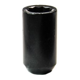 Forged Replacement Tuner Wheel Nut Set - M12x1.5, 60° seat, black, 17/19mm hex, 37mm long