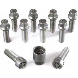 H&R Full Axle Wheel Bolt Set - 28mm M14x1.5, R14 seat, 17mm hex