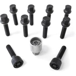 H&R Full Axle Wheel Bolt Set - 47mm M14x1.5, R13 seat, Black, 17mm hex