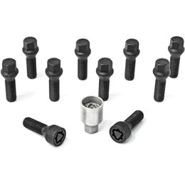 H&R Full Axle Wheel Bolt Set - 50mm M14x1.5, 60° seat, Black, 17mm hex