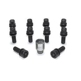 H&R Full Axle Wheel Bolt Set - 45mm M14x1.5, R13 seat, Black, 17mm hex