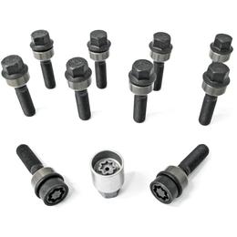 H&R Full Axle Wheel Bolt Set - 49mm M14x1.5, R14 seat, Black, 19mm hex