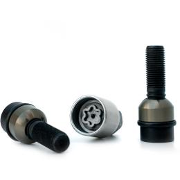 H&R Locking Wheel Bolts (Set of 2) - 52mm M14x1.5, R14 seat, Black, 19mm hex