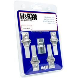 H&R Locking Wheel Nuts (Set of 4) - M12x1.5, Flat seat, 19/21mm hex, mm long