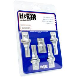 H&R Locking Wheel Bolts (Set of 4) - 36mm M12x1.25, Flat seat, 17/19mm hex