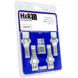 H&R Locking Wheel Bolts (Set of 4) - 28mm M14x1.25, 60° seat, 17/19mm hex