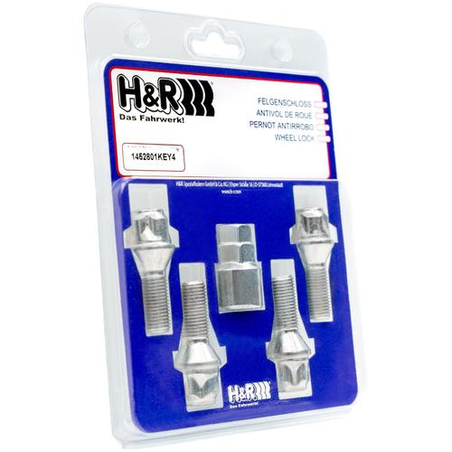 H&R Locking Wheel Bolts (Set of 4) - 26mm M12x1.25, 60° seat, 17/19mm hex