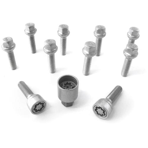 H&R Full Axle Wheel Bolt Set - 50mm M12x1.5, R12 seat, 17mm hex