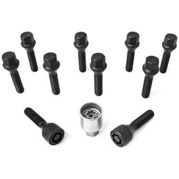 H&R Full Axle Wheel Bolt Set - 48mm M12x1.5, 60° seat, Black, 17mm hex