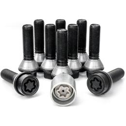 H&R Full Axle Variable PCD Wheel Bolt Set - 28mm M14x1.25, 60° seat, Black, 17mm hex