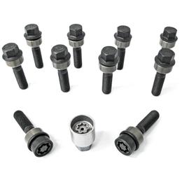 H&R Full Axle Variable PCD Wheel Bolt Set - 49mm M14x1.5, R14 seat, Black, 19mm hex