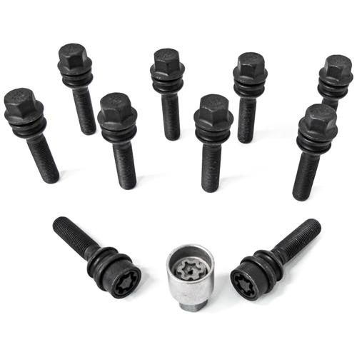 H&R Full Axle Variable PCD Wheel Bolt Set - 56mm M14x1.5, R14 seat, Black, 19mm hex