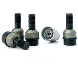 H&R Variable PCD Locking Wheel Bolts (x4) - 44mm M14x1.5, R14 seat, Black, 19mm hex