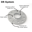 H&R PCD Adapters - 4x100 to 4x108, 64mm to 57.1mm bore, 5mm wide