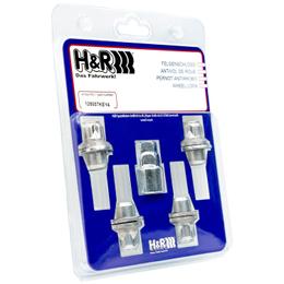 H&R Locking Wheel Nuts (x4) - M12x1.5, Flat seat, 19/21mm hex, mm long