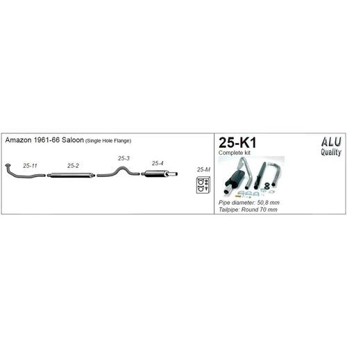 Complete System (with downpipe) Volvo Amazon (saloon) Manifold with single hole downpipe flange