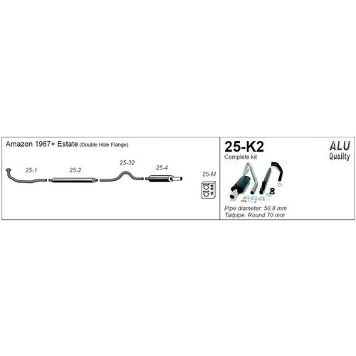 Complete System (with downpipe) Volvo Amazon (estate) Manifold with double hole downpipe flange