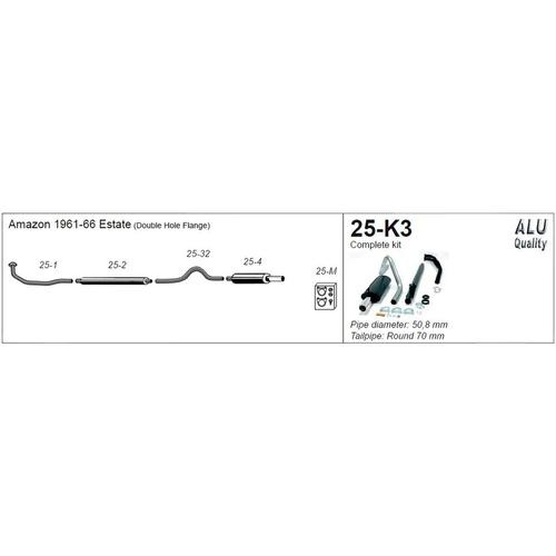 Complete System (with downpipe) Volvo Amazon (estate) Manifold with single hole downpipe flange