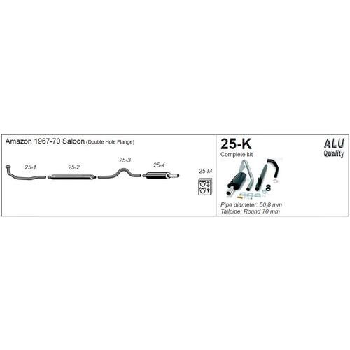 Complete System (with downpipe) Volvo Amazon (saloon) Manifold with double hole downpipe flange