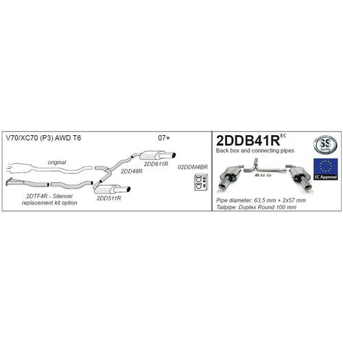 Back Boxes (and Y connecting pipe) Volvo V70 III AWD T6