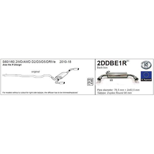 Back Box Volvo V60 II 2WD/4WD Diesel D2/D3/D4/D5/DRIVe