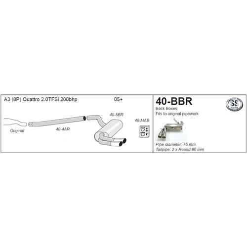 Back Box (and connecting pipe) Audi A3 (8P) Quattro Petrol Turbo 1.8TFSI/2.0TFSi 200HP