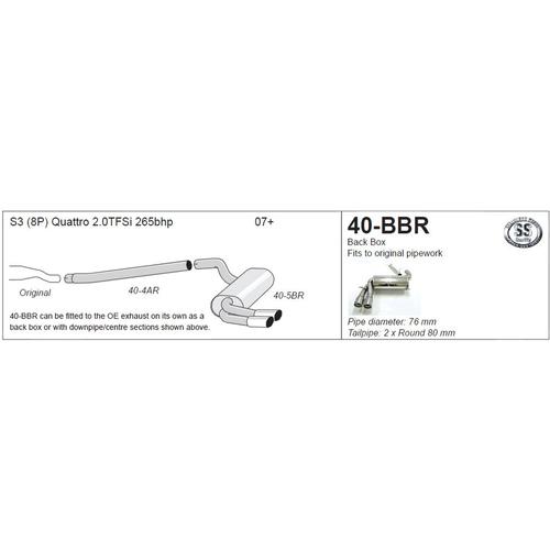 Back Box (and connecting pipe) Audi S3 (8P) Quattro (07+) 2.0L TFSI 265bhp