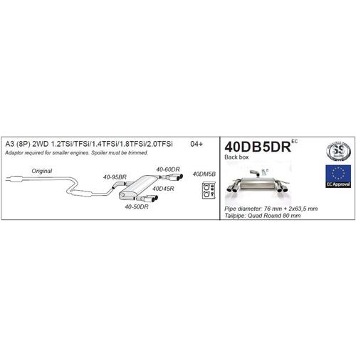 Back Box Audi A3 (8P) Petrol Turbo 1.4TFSI/2.0 Turbo FSi 200HP