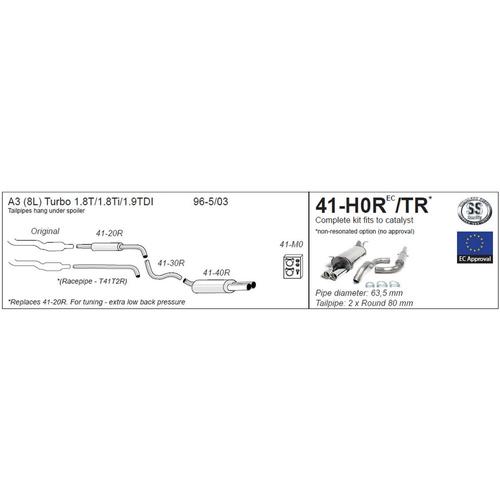 Half System (with racepipe) Audi A3 (8L) Petrol Turbo + TDI 1.8T/1.8Ti/1.9TDI