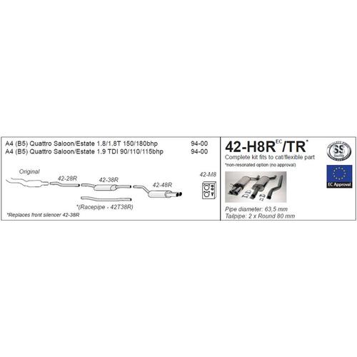 Half System (with racepipe) Audi A4 (B5) Quattro 1.8/1.9 1.8T 150/180HP/1.9TDI 90/110/115HP
