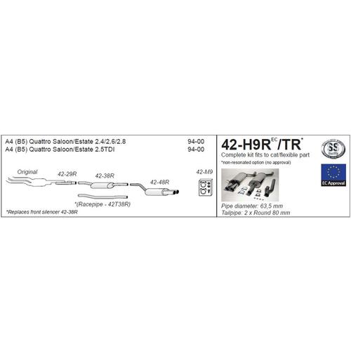 Half System (with racepipe) Audi A4 (B5) Quattro 2.4/2.6/2.8/2.5 2.4/2.6/2.8/2.5TDI