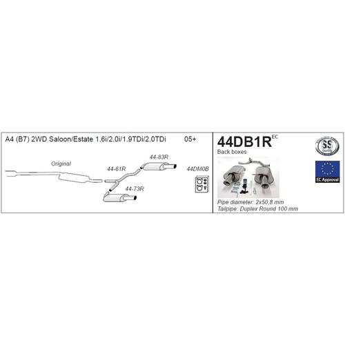 Back Boxes (and Y connecting pipe) Audi A4 (B7) 2WD (Non-Petrol Turbo) + TDI 1.6/2.0/1.9TDI (not Quattro)