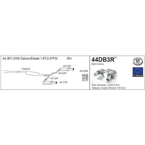 Back Boxes (and connecting pipes) Audi A4 (B7) 2WD Petrol Turbo 1.8T/2.0TFSi Saloon/Estate (not cabrio)