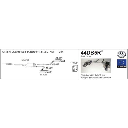 Back Boxes (and connecting pipes) Audi A4 (B7) Quattro Petrol Turbo 1.8T/2.0TFSi Saloon/Estate (not cabrio)