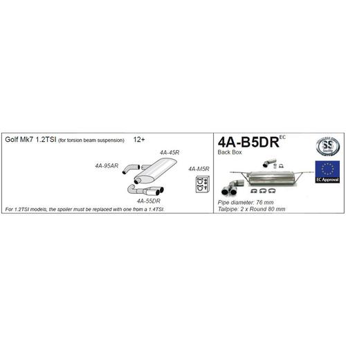 Back Box Volkswagen Golf Mk7 non-GTI 1.2L TSI (torsion bar axle)