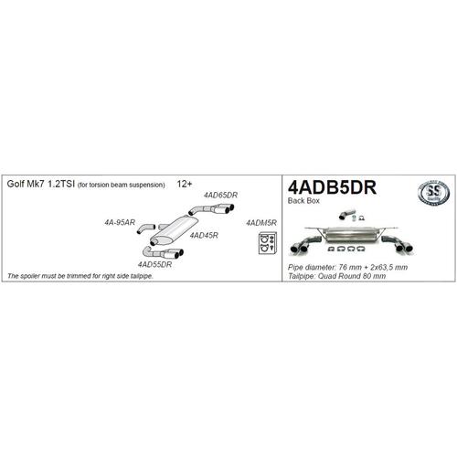 Back Box Volkswagen Golf Mk7 non-GTI 1.2L TSI (torsion bar axle)