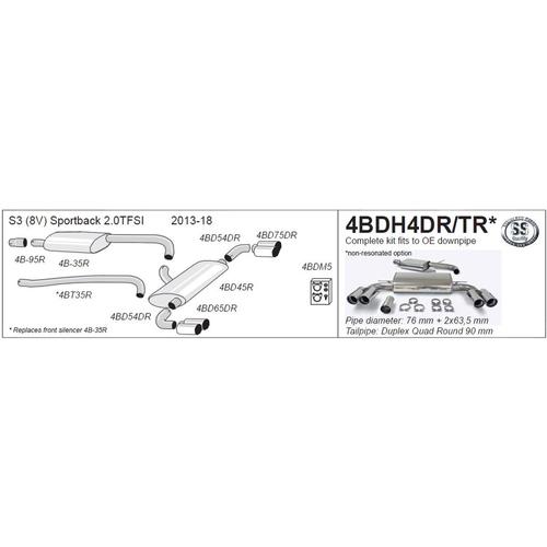 Half System (with racepipe) Audi S3 (8V) Sportback 2.0L TFSI
