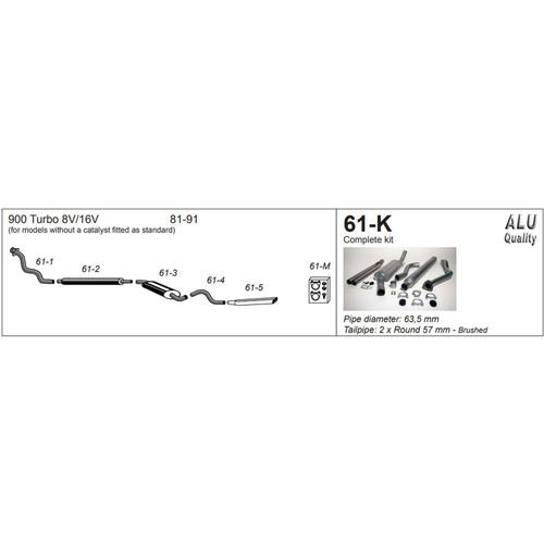Complete System (with downpipe) Saab 900 Turbo 8V/16V