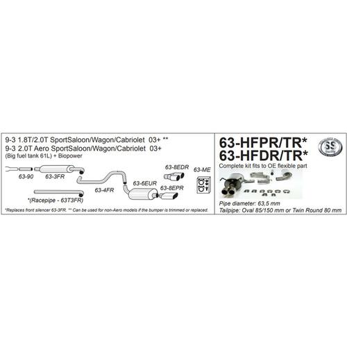 Half System Saab 9-3 (61L Fuel Tank) [Generation 2] 1.8T/2.0T non-Aero and 2.0T Aero