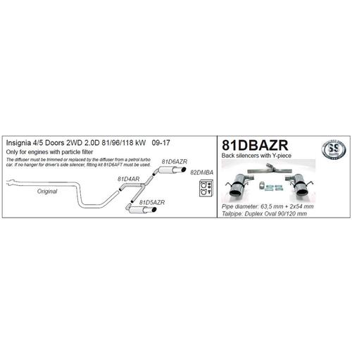 Back Boxes Vauxhall Insignia Diesel 2WD 4/5 Door 2WD 2.0 Diesel 110/130/160bhp